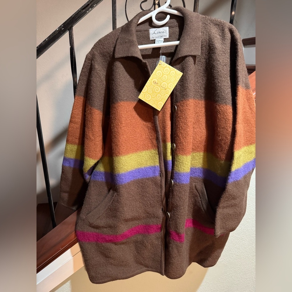 NWT LINEA BY LOUIS DELL’OLIO WOOL Cardigan Size XL
